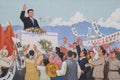 Socialist realist mosaic at Pyongyang Metro in North Korea