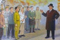 Socialist realist mosaic at Pyongyang Metro in North Korea