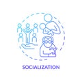 Socialization blue gradient concept icon