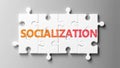 Socialization complex like a puzzle - pictured as word Socialization on a puzzle pieces to show that Socialization can be