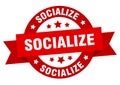 socialize round ribbon isolated label. socialize sign.