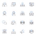 Socializing individuals line icons collection. Mingling, Nerking, Conversing, Bonding, Socializing, Minglers, Outgoing