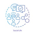 Socializing and networking concept icon. Social life, Interpersonal relationships idea thin line illustration. Community