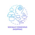 Socially conscious shopping blue gradient concept icon