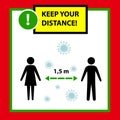 Socially Remote Poster, Keep a distance of 1.5 meters