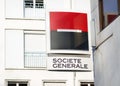 Societe Generale bank sign in Bayonne, France