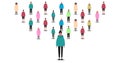 Society concept. Crowd of people on white background, isolated vector illustration in flat style. Panorama Royalty Free Stock Photo