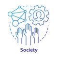 Society concept icon. Community, social integration and relations idea thin line illustration. Social responsibility