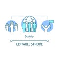 Society concept icon. Social integration, collaboration and unity idea thin line illustration. Public relations. Group