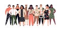 Society diversity - crowd of multiethnic people, vector illustration isolated. Royalty Free Stock Photo