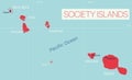 Society Islands detailed editable map Royalty Free Stock Photo