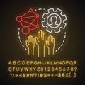 Society neon light concept icon. Community, social integration and relations idea. Social responsibility, solidarity and