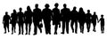 Society, silhouette of group of moving people. Vector illustration