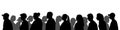 Society, silhouette of people in profile. Moving crowd. Vector illustration Royalty Free Stock Photo