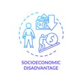 Socioeconomic disadvantage concept icon