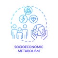 Socioeconomic metabolism blue gradient concept icon
