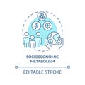 Socioeconomic metabolism turquoise concept icon
