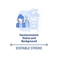 Socioeconomic status and background light blue concept icon