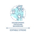 Socioeconomic status and background turquoise concept icon