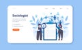 Sociologist web banner or landing page. Scientist study of society,