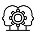 Sociology cogwheel icon, outline style