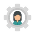 Sociology gear woman icon flat isolated vector