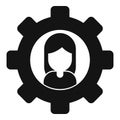 Sociology gear woman icon, simple style