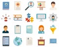 Sociology icons set flat vector isolated