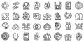 Sociology icons set, outline style