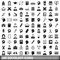 100 sociology icons set, simple style