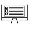 Sociology pc monitor icon, outline style