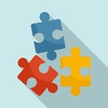 Sociology puzzles icon, flat style Royalty Free Stock Photo