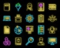 Sociology school icons set vector neon