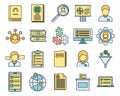 Sociology school icons set vector color line