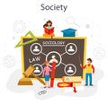 Sociology school subject. Students studying society, pattern