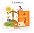 Sociology school subject. Students studying society, pattern