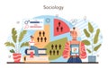 Sociology school subject. Students studying society, pattern of social Royalty Free Stock Photo