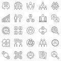 Sociology Science outline icons set - Social Behavior and Relationship concept vector symbols