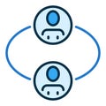 Sociology vector Social Interaction concept blue icon or symbol