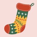 Sock decorated with a variety of color patterns