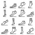 Sock icon set, outline style