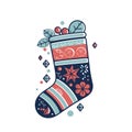 Sock image. Cute sock with ornament isolated on white background.