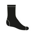 Sock for man, black silhouette template. Sport and regular sock. Mockup clothes side view. Vector illustration