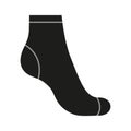 Sock for woman, black silhouette template. Sport and regular sock. Mockup clothes side view. Vector illustration