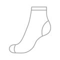 Sock for woman, outline template. Sport and regular sock. Technical mockup clothes side view. Vector contour