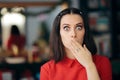 Socked Woman Covering Her Mouth Royalty Free Stock Photo