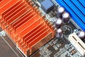 Socket electronics components on PC computer mainboard.