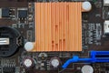 Socket electronics components on PC computer mainboard.
