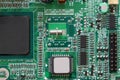 Socket electronics components on PC computer mainboard.