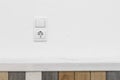 Socket and light off turn on button on the background of the switch white wall modern interior of the house Royalty Free Stock Photo
